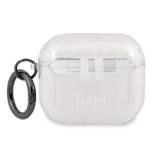 KARL Puzdro Apple AirPods 3 Cover Glitter Karl`s Head Silver Case